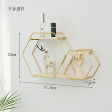Load image into Gallery viewer, Nordic Iron Hexagonal Grid Wall Storage rack Shelf Wall Hanging Geometric Figure Wall Decoration Living Room decorative shelf