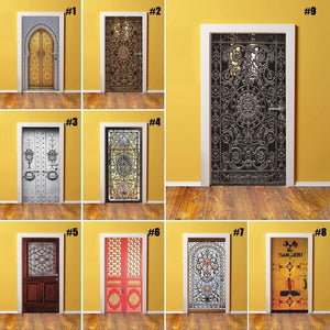 Home Decor DIY Door PVC Waterproof 3D Print Environmental Classical Pattern Protection Sticker Self Adhesive Art Paper Bedroom