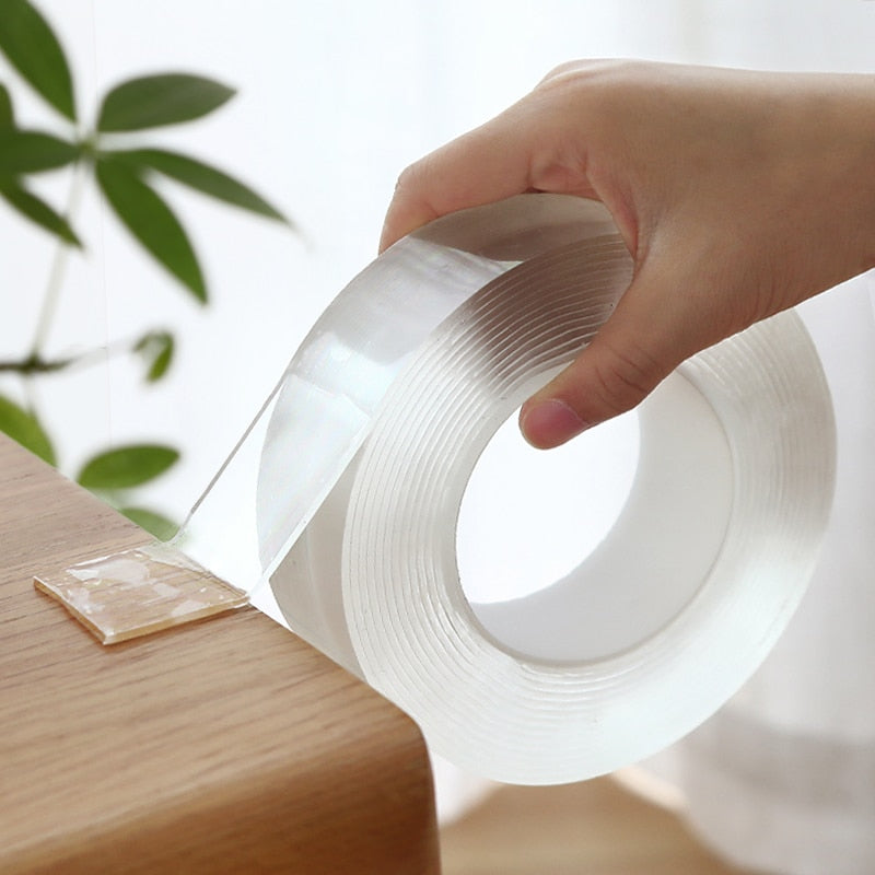 Transparent Magic Nano Tape Washable Reusable Double-Sided Tape Adhesive Nano-No Trace Paste Removable Glue Cleanable Household