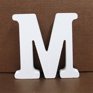 1pc 10CMX10CM White Wooden Letter English Alphabet DIY Personalised Name Design Art Craft Free Standing Heart Wedding Home Decor