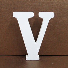 Load image into Gallery viewer, 1pc 10CMX10CM White Wooden Letter English Alphabet DIY Personalised Name Design Art Craft Free Standing Heart Wedding Home Decor
