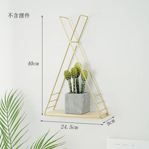 Nordic Iron Hexagonal Grid Wall Storage rack Shelf Wall Hanging Geometric Figure Wall Decoration Living Room decorative shelf